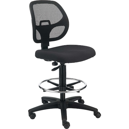 Global Industrial Armless Mesh Drafting Stool, Fabric, Black, Mid Back 695645BK